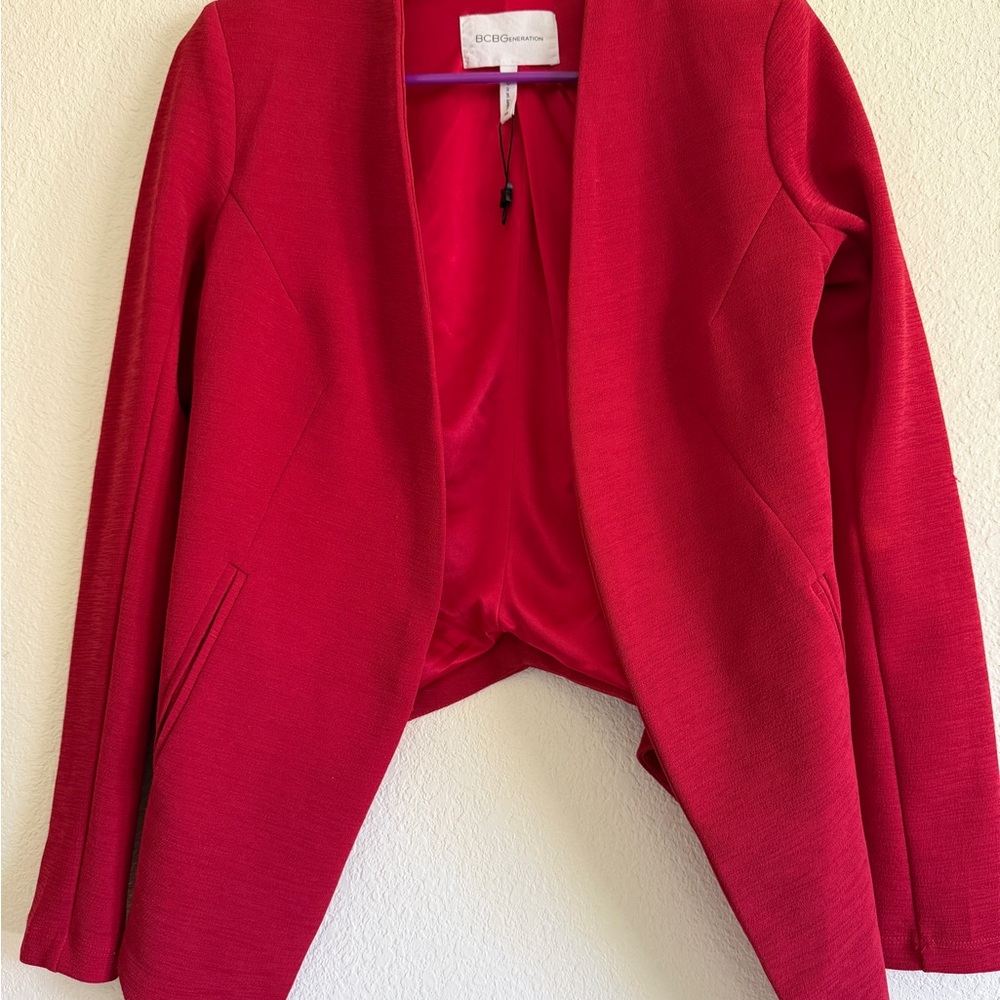 BCBGeneration Red Open-Front Tailored Blazer NWT - image 3